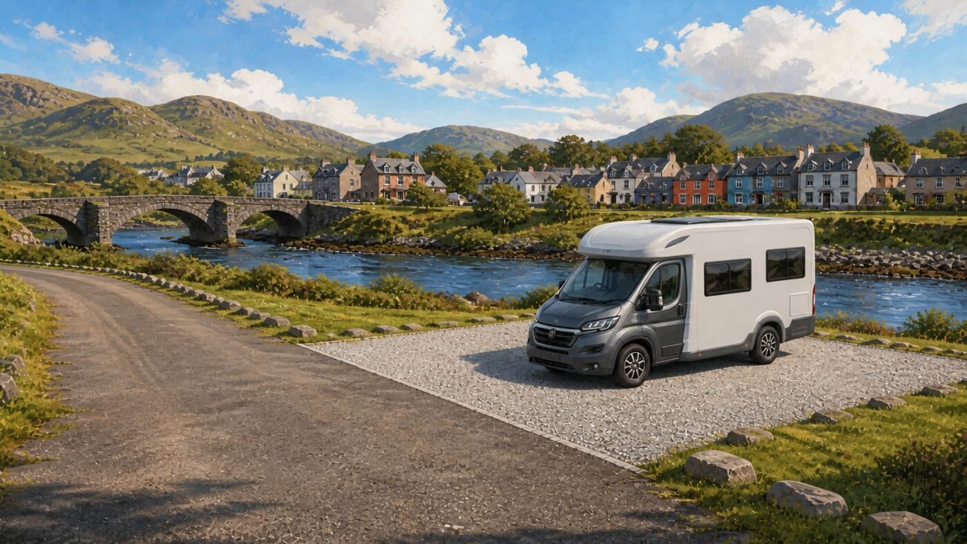 Camper in sosta presso Sneem durante l’itinerario di due giorni sul Ring of Kerry.